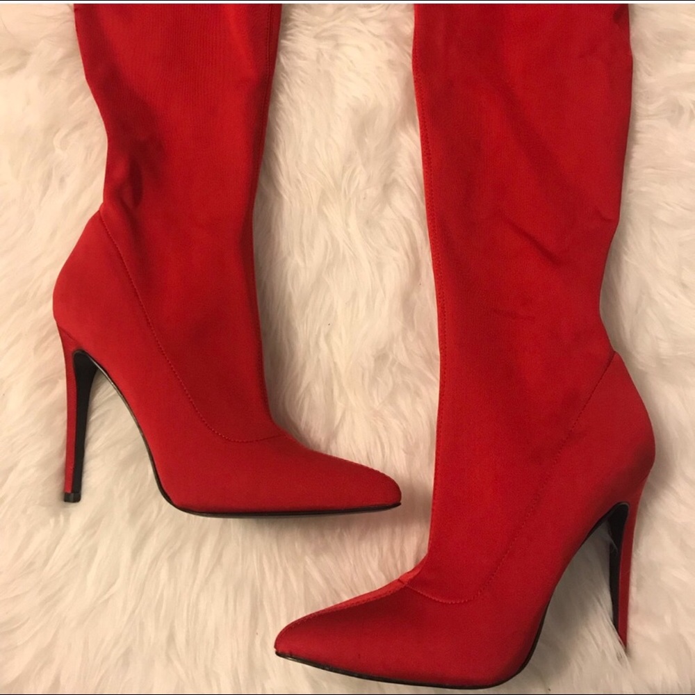 Red Thigh High Boots